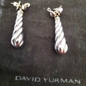David Yurman Metro Curb Earrings in 18K Yellow Gold/Sterling Silver Pre-Owned